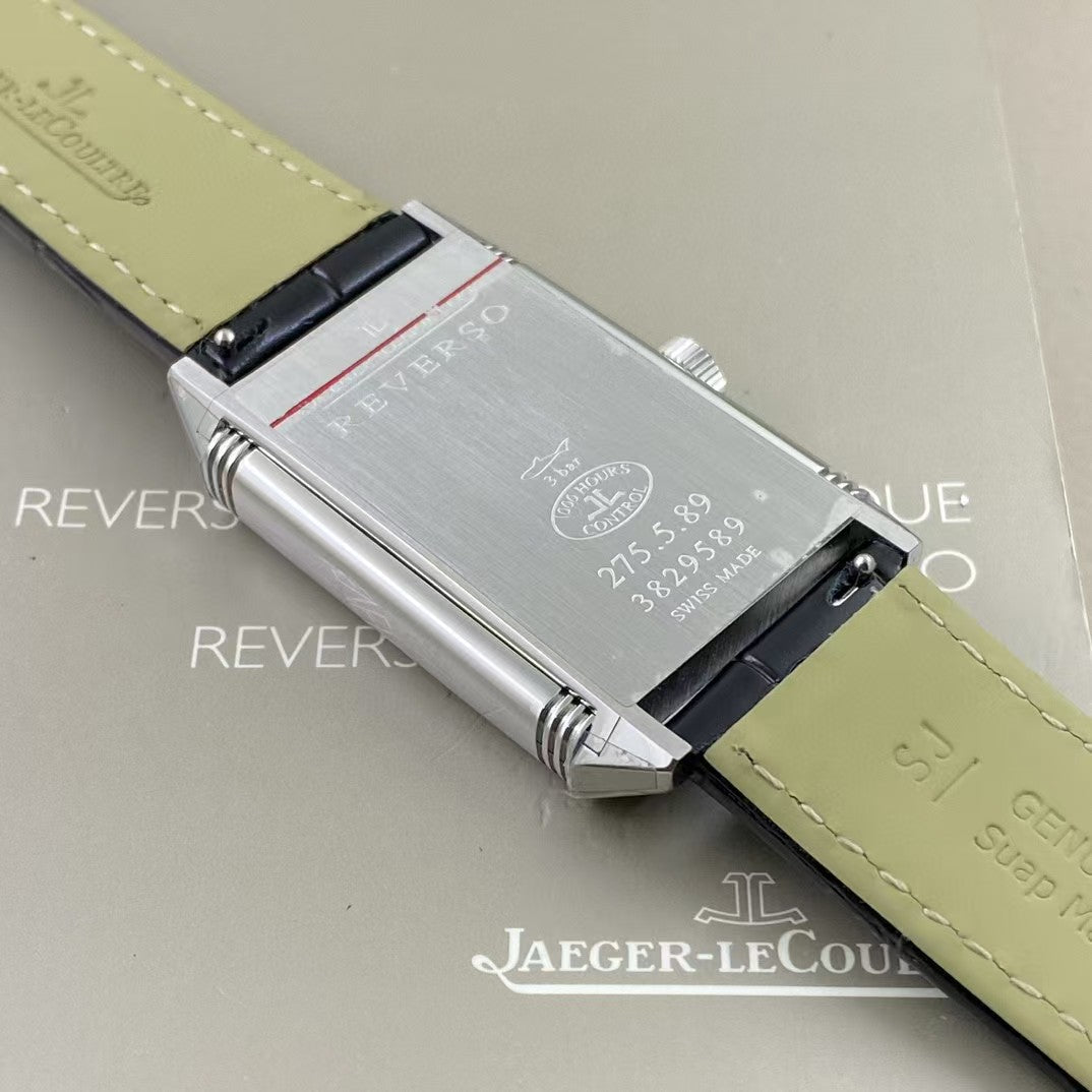 White Silver - Black Leather - Manual winding - 45*27mm