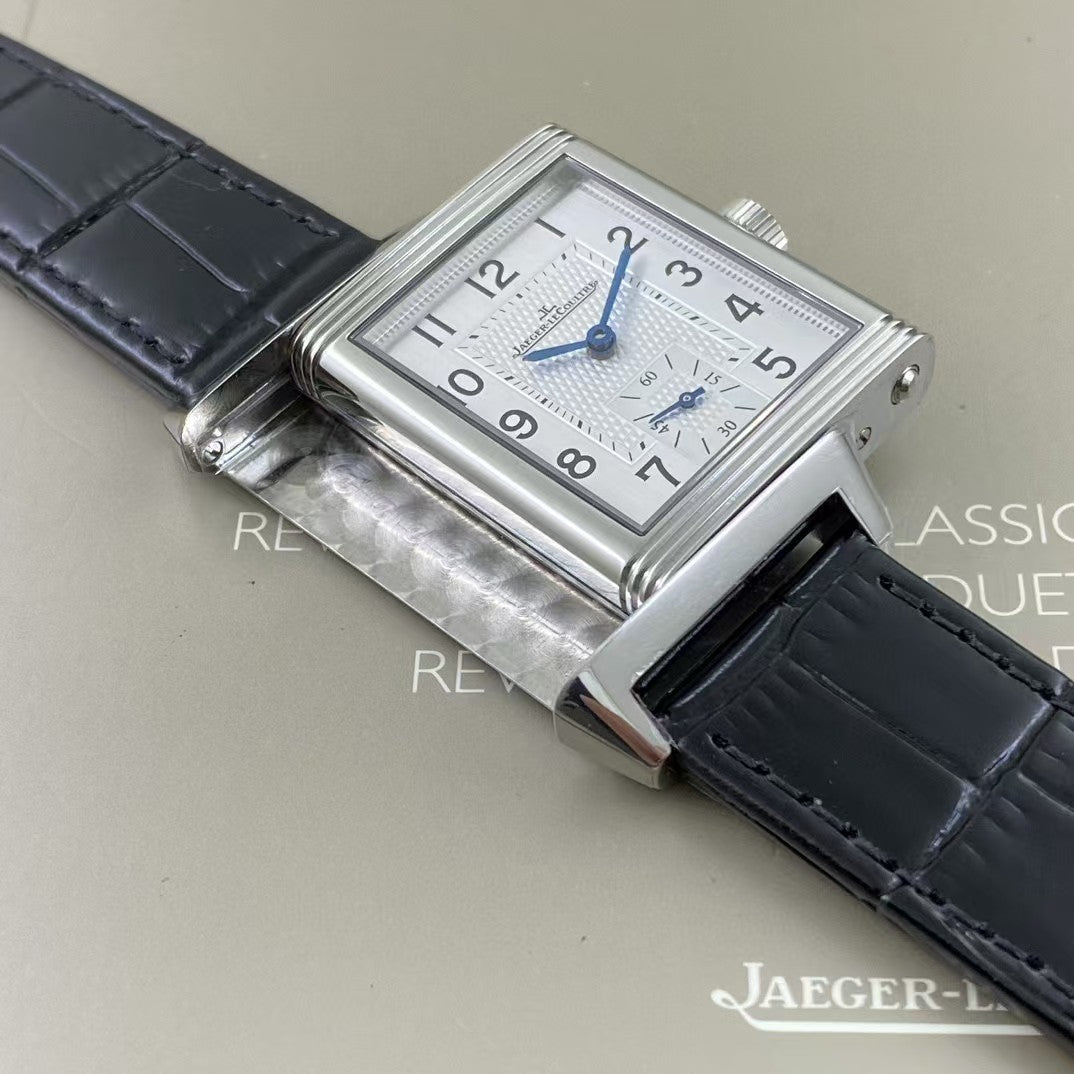 White Silver - Black Leather - Manual winding - 45*27mm