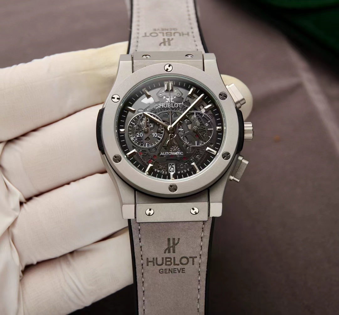 Special Offerš„Silver - Hollow 904L Steel - Grey Rubber - Quartz - 42mm