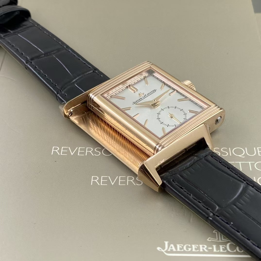 White Silver - Yellogold- Black Leather - Manual winding - 45*27mm