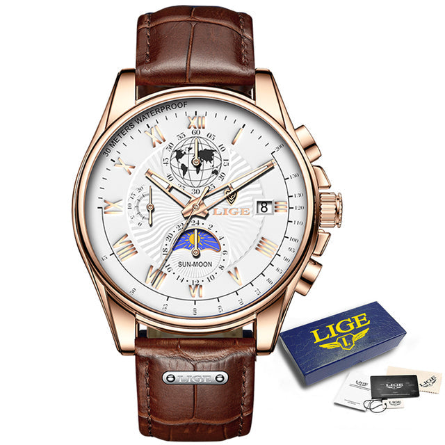 Men's Leather Automatic Watch - 40mm