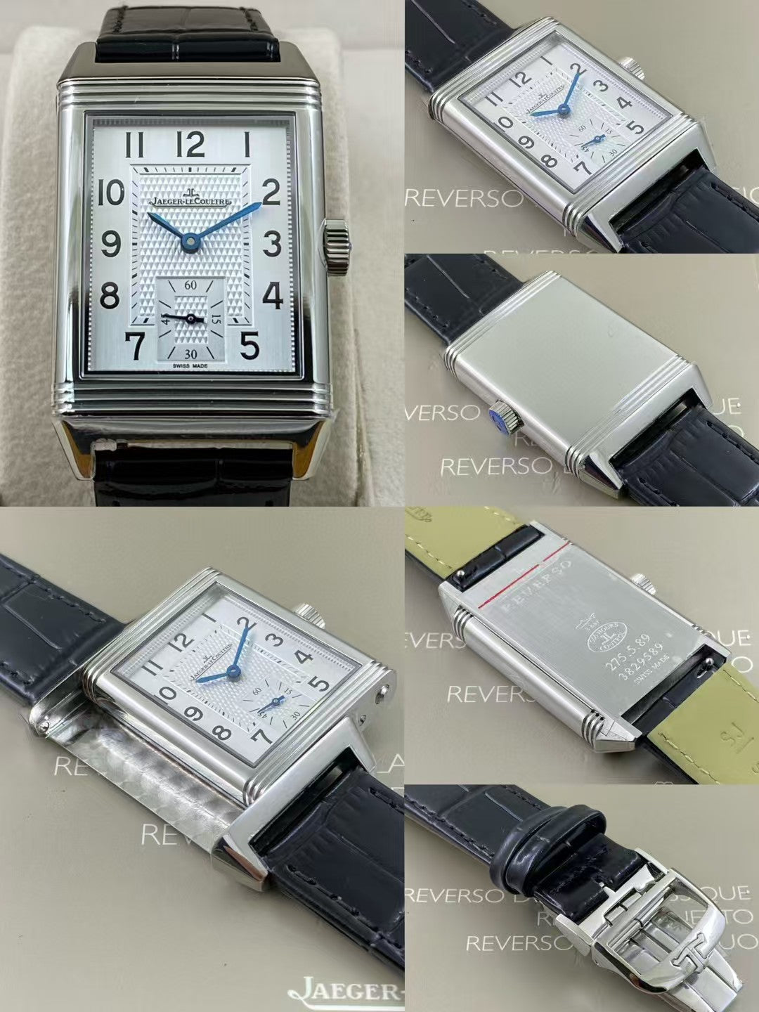 White Silver - Black Leather - Manual winding - 45*27mm