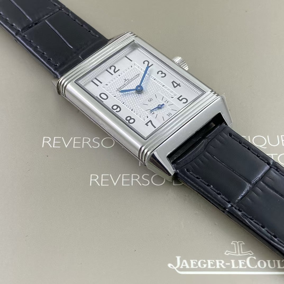 White Silver - Black Leather - Manual winding - 45*27mm