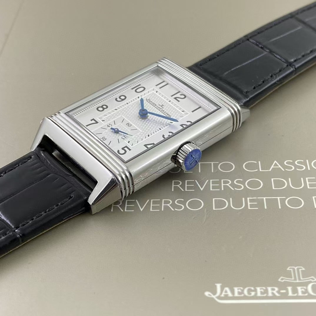 White Silver - Black Leather - Manual winding - 45*27mm