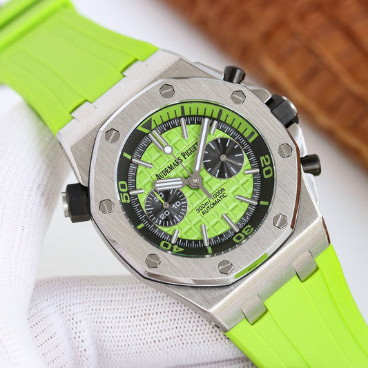 TOP! - 316L Steel - Green rubber - Automatic - 42mm