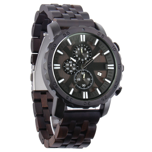 Wooden Round Dial Quartz Watch -41mm